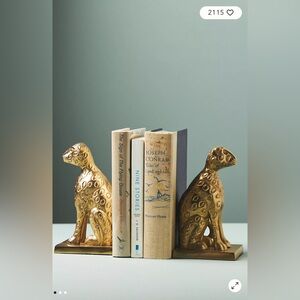 Anthropologie Gold Metal Cheetah Book Ends